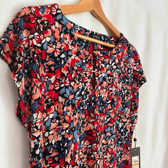 Floral-Print Keyhole-Neckline Top-Jones New York - Picture 1 of 7